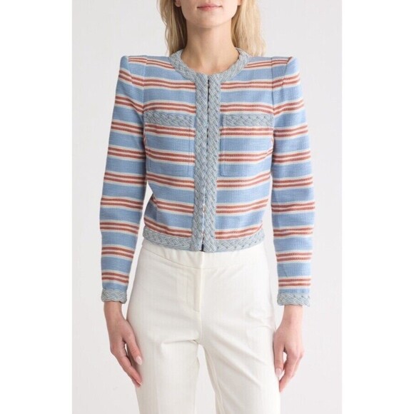 VERONICA BEARD Jackets & Blazers - NWT Veronica Beard Arrowe Braided Trim Jacket Blue Multi Size 12 Preppy Office
